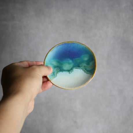 3寸皿 ラグーン やちむん 陶器 atelier qucchane:7026046