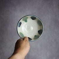 4寸鉢S1 呉須 緑釉 点打 やちむん 陶器 漂窯:7010012