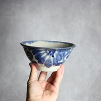 5寸マカイ2 呉須釉 菊花唐草 やちむん 陶器 榮一工房:7013039