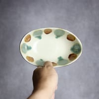 楕円鉢S1 三彩 点打 やちむん 陶器 漂窯:7010014