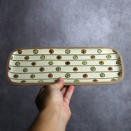 長角皿 長 ガーランド マル やちむん 陶器 一翠窯:7021004