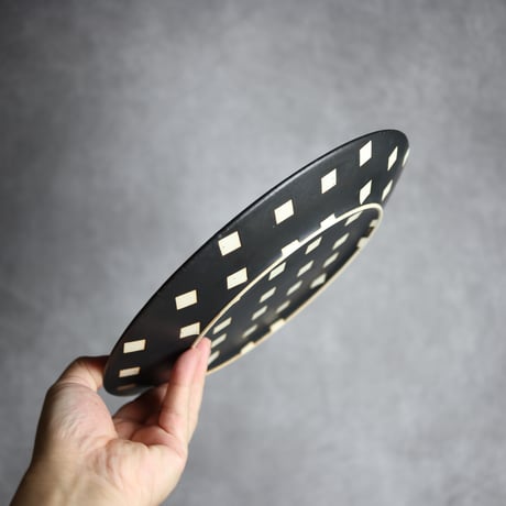 モノクロ皿 角 大 やちむん 陶器 陶factory509:7017024