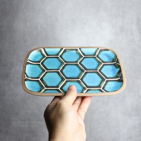 長角皿 中 カメ やちむん 陶器 一翠窯:7021002