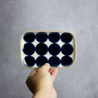 長角皿 小 呉須丸紋 やちむん 陶器 一翠窯:7021001