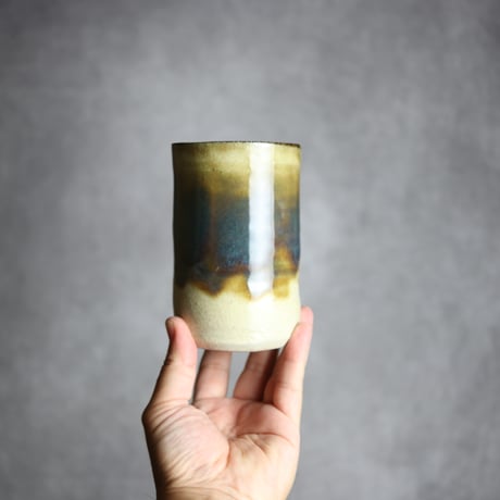 4寸筒1 緑釉 掛釉 やちむん 陶器 北窯 松田共司工房:7004049