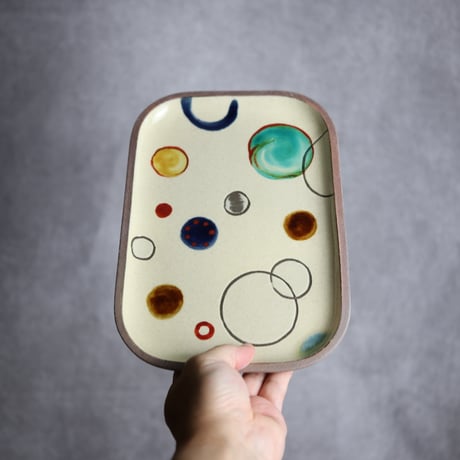 長角皿 大 赤絵 プリズム やちむん 陶器 一翠窯:7021019