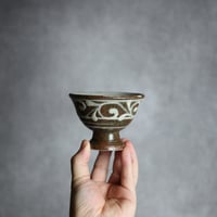 3寸 高杯鉢1 イッチン 唐草 やちむん 陶器 榮一工房:7013169