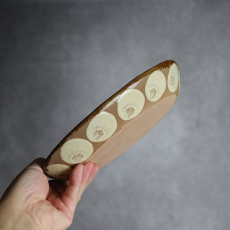 オーバル皿3 三彩丸紋 やちむん 陶器 エドメ陶房:7201002
