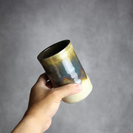 4寸筒1 緑釉 掛釉 やちむん 陶器 北窯 松田共司工房:7004049