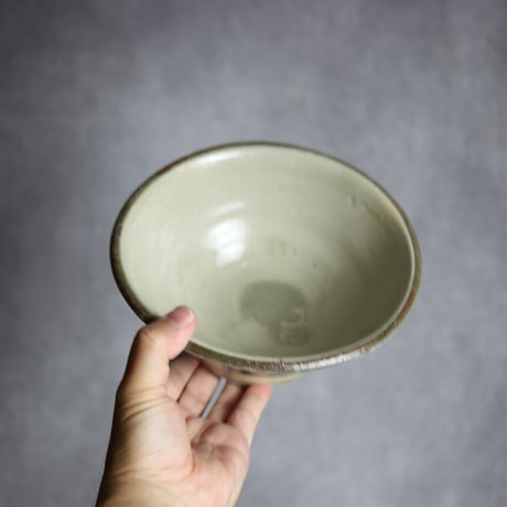 6寸マカイ2 飴 呉須釉 格子点打 やちむん 陶器 北窯 宮城正享工房:7005016 ※重い