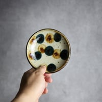 4寸皿 ドット 紺 茶 やちむん 陶器 陶芸こまがた:7006086