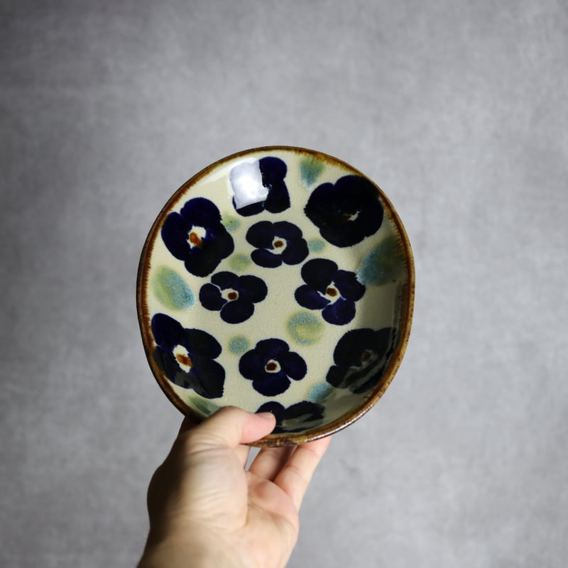 オーバル皿4 花紋 やちむん 陶器 エドメ陶房:7201002 | MADE IN OKINA