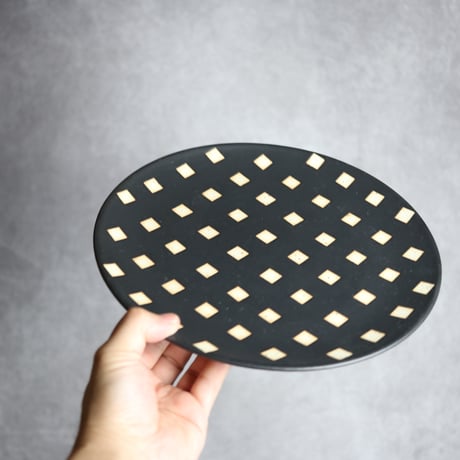 モノクロ皿 角 大 やちむん 陶器 陶factory509:7017024