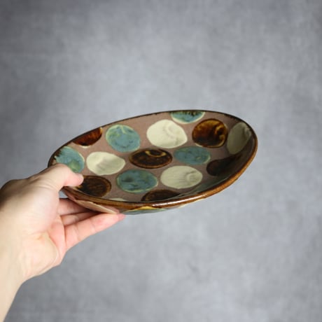 オーバル皿2 貝紋 やちむん 陶器 エドメ陶房:7201002