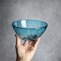 気泡ボウル小 水色 琉球ガラス ガラス工房 清天:7102040