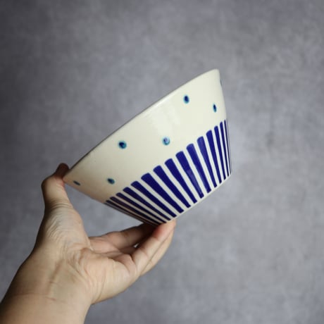 どんぶり 呉須釉 ストライプ やちむん 陶器 高江洲陶磁器:7205012