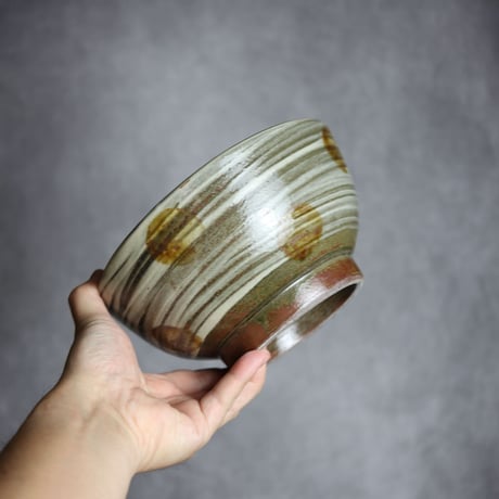 6寸鉢S4 飴釉 点打 刷毛目 やちむん 陶器 北窯 松田米司工房:7003036