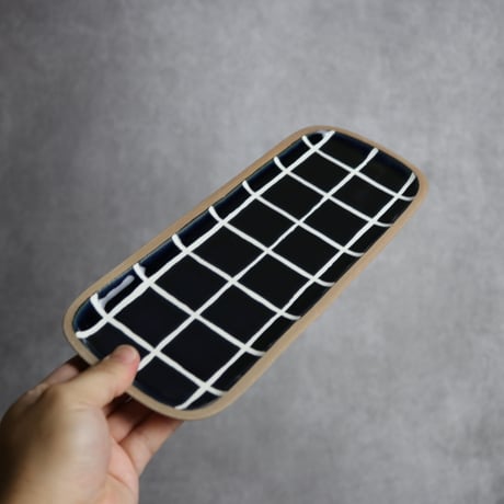 長角皿 長 タイル 藍色 やちむん 陶器 一翠窯:7021004