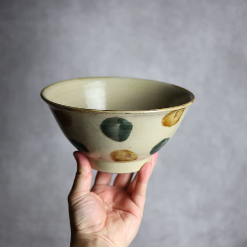 6寸マカイS1 飴 呉須釉 点打 やちむん 陶器 北窯 松田米司工房:7003012