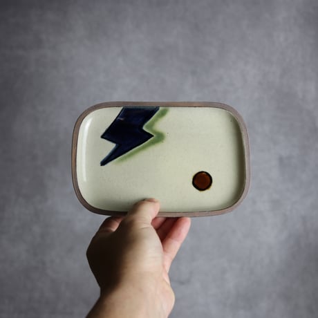 長角皿 小 かみなり やちむん 陶器 一翠窯:7021001