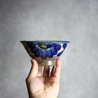 4.5寸マカイ1 三彩 菊花双葉紋 やちむん 陶器 漂窯:7010025