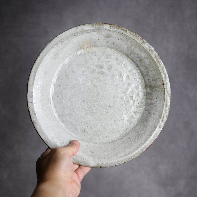 8寸リム平皿1 白 やちむん 陶器 森製陶所:7207006 | MADE IN OKINAWA