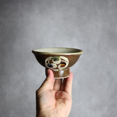 4寸マカイ2 イッチン 巴紋 やちむん 陶器 茂生窯:7015102