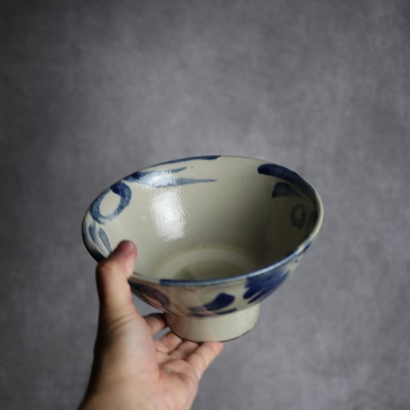 6寸マカイ2 飴 呉須釉 菊唐草 やちむん 陶器 茂生窯:7015042 | MADE IN