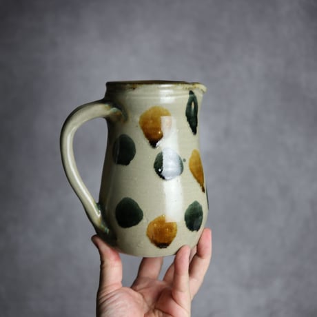 5寸ピッチャーS1 飴 呉須釉 点打 やちむん 陶器 北窯 松田米司工房:7003041