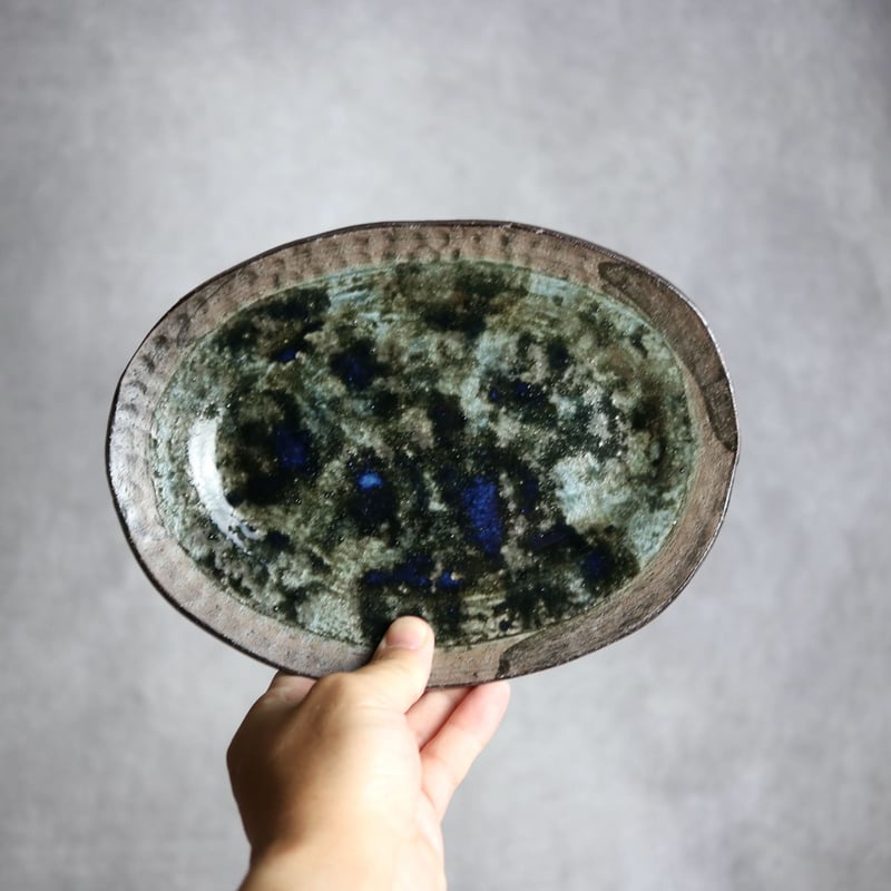 オーバルリム皿S1 孔雀 やちむん 陶器 sui:7022056 | MADE IN OKIN