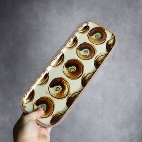 長角皿 長 ポミエ アメ 茶色 やちむん 陶器 一翠窯:7021004