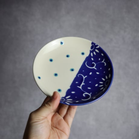 5寸皿 呉須釉 唐草 やちむん 陶器 高江洲陶磁器:7205004