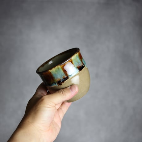 丸フリーカップ2 三彩紋 やちむん 陶器 エドメ陶房:7201009