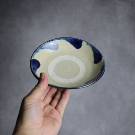 5寸皿1S 呉須釉 波紋 やちむん 陶器 北窯 松田共司工房:7004006
