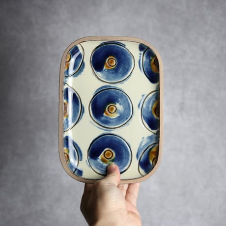 長角皿 中 ポミエ 呉須 やちむん 陶器 一翠窯:7021002