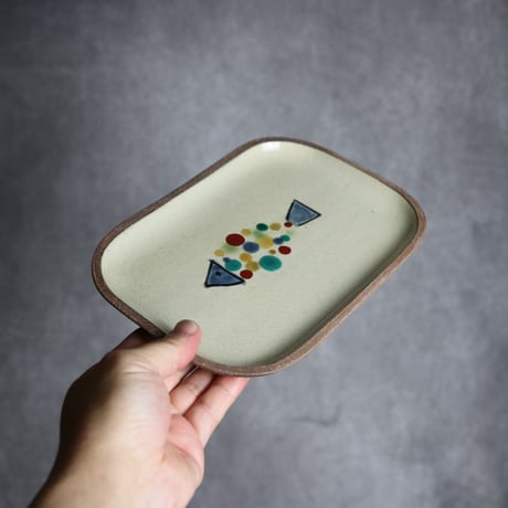 長角皿 中 赤絵 魚 やちむん 陶器 一翠窯:7021018