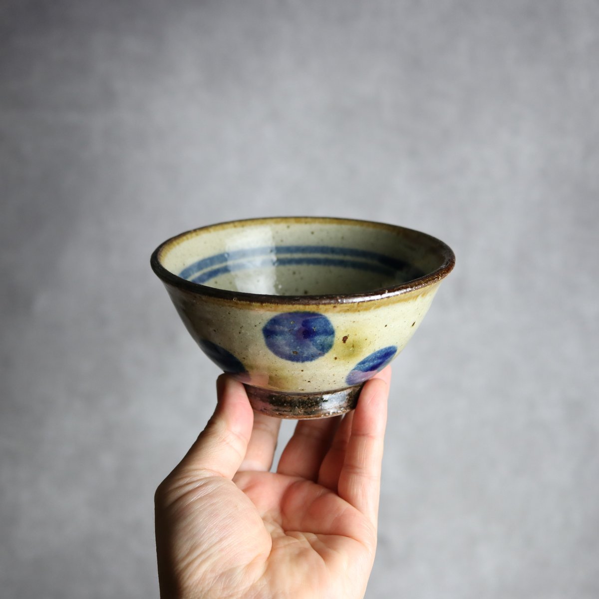 4寸マカイ 青 緑 ドット やちむん 陶器 陶芸こまがた:7006071 | MADE