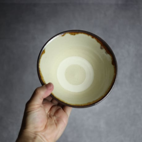 5寸マカイ1S 飴 呉須釉 菊唐草 格子点打 やちむん 陶器 いずみ窯 島袋工房:7028042