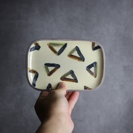 長角皿 小 櫛目三角 やちむん 陶器 一翠窯:7021001
