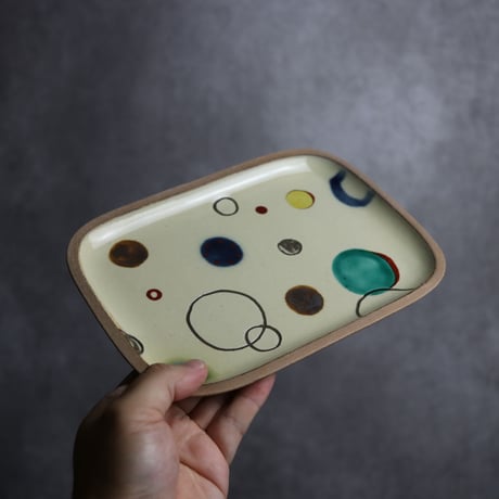 長角皿 中 赤絵 プリズム やちむん 陶器 一翠窯:7021018