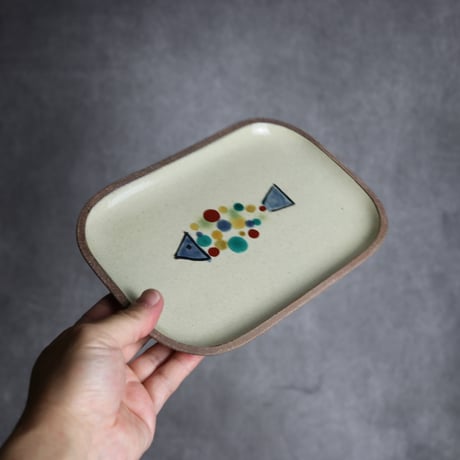 長角皿 中 赤絵 魚 やちむん 陶器 一翠窯:7021018