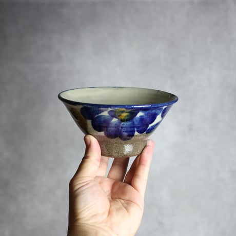 4.5寸マカイ1 三彩 菊花双葉紋 やちむん 陶器 漂窯:7010025