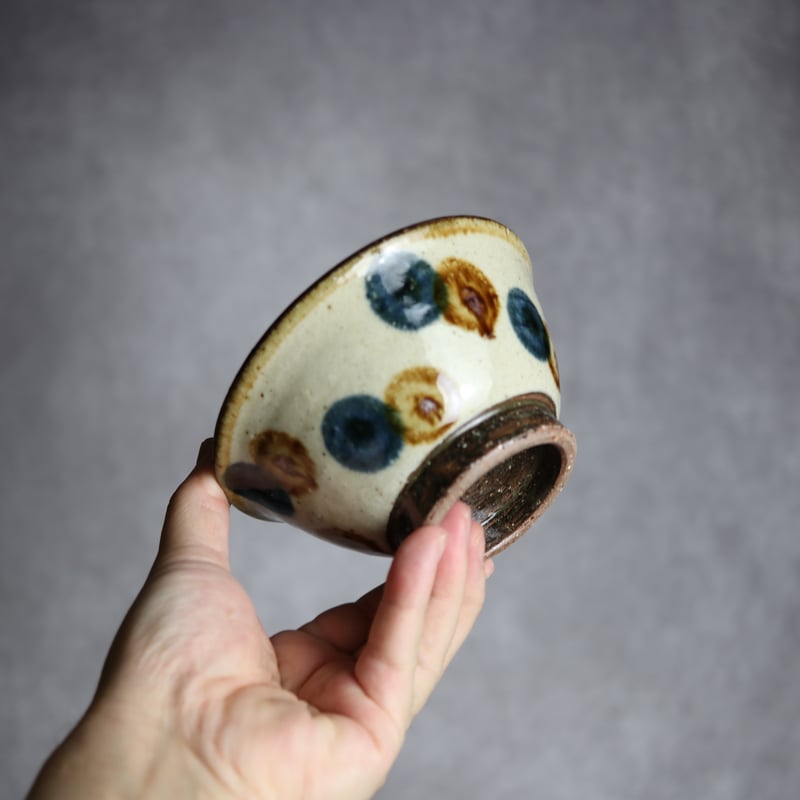 やちむん　茶碗6点セット 4寸マカイ 紺 茶 ドット やちむん 陶器 陶芸こまがた:7006072