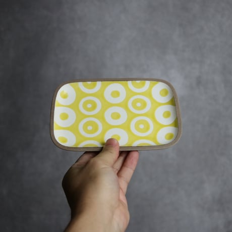 長角皿 小 ヘゴ 黃 やちむん 陶器 一翠窯:7021001