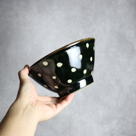 6寸マカイ 呉須釉 蝋抜 点打 やちむん 陶器 真南風工房:7011011