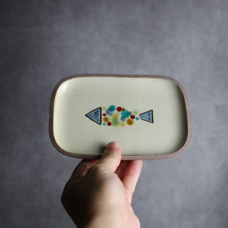 長角皿 小 赤絵 魚 やちむん 陶器 一翠窯:7021017