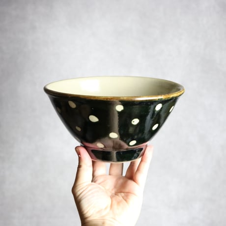 6寸マカイ 呉須釉 蝋抜 点打 やちむん 陶器 真南風工房:7011011