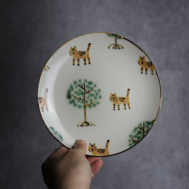 6寸皿B ヤマネコマングローブ やちむん 陶器 アトリエクッチャネ