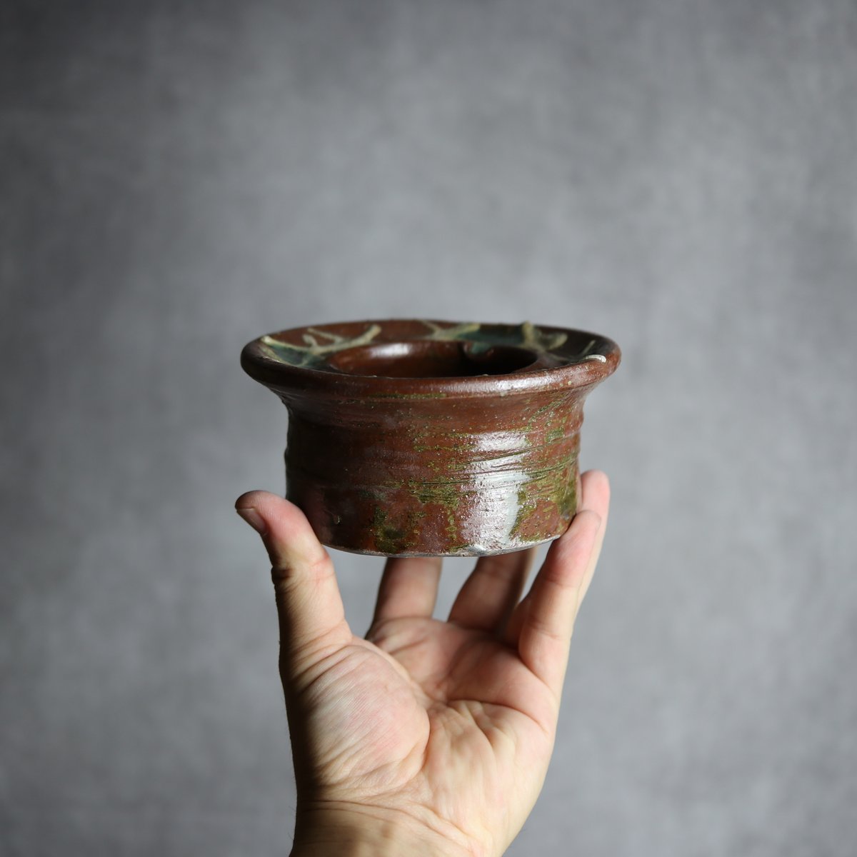 灰皿 小2 緑釉 イッチン やちむん 陶器 北窯 宮城正享工房