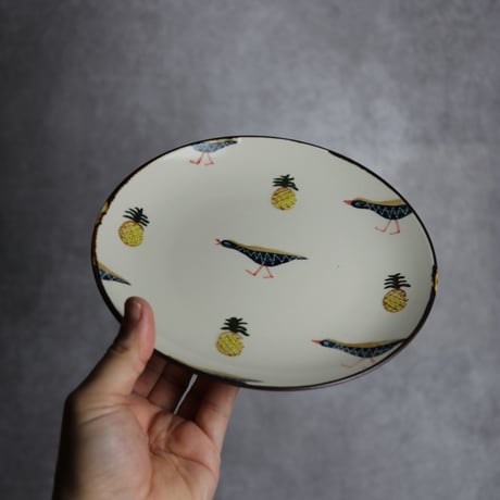 6寸皿B ヤンバルクイナパイン やちむん 陶器 アトリエクッチャネ:7026008